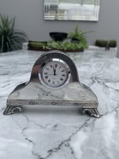 Vintage Silver Plate Clock Desk Collectible Untested