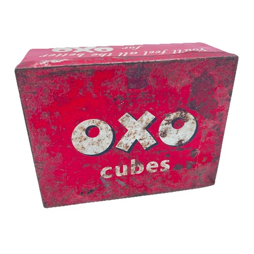 Vintage oxo cubes - red, metal