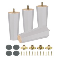 4Pcs Wood Furniture Leg, 5.91" Replacement Furniture Feet,Grey
