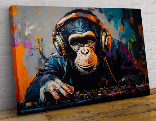 Monkey headphones abstract - dj,