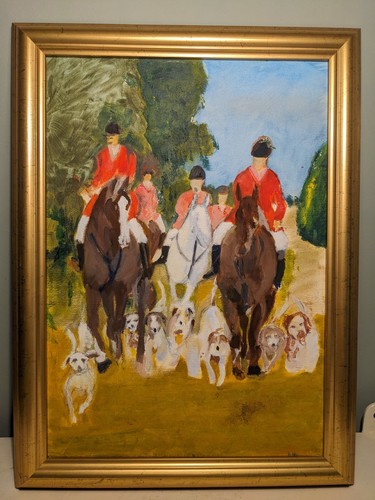 Fox hunting acrylic framed - hunting,