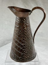 Vintage JS&S Sankey Copper Jug Pitcher Art Nouveau Arts Crafts Bark J.S.&S No 2