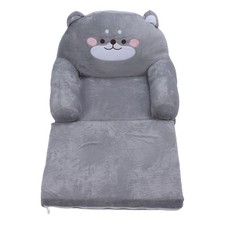 Kids Sofa Gray Dog Style Foldable Wide Handle Soft Breathable Toddler Chair