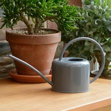 Indoor Watering Can Small Grey Metal Galvanised Steel Mini 1.1L Narrow Spout UK