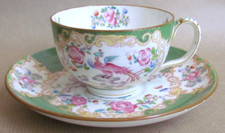 MINTONS GREEN COCKATRICE CUP AND SAUCER - MINTON (12003)