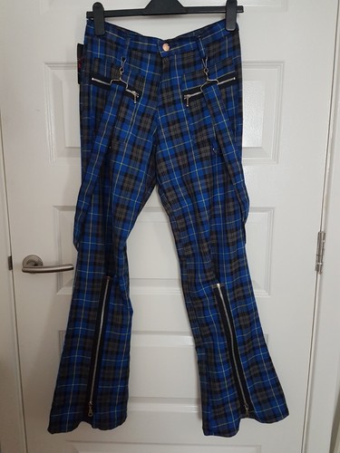 Tartan bondage trousers blue - tartan,