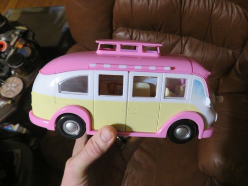 Pink white yellow camper - yellow, van