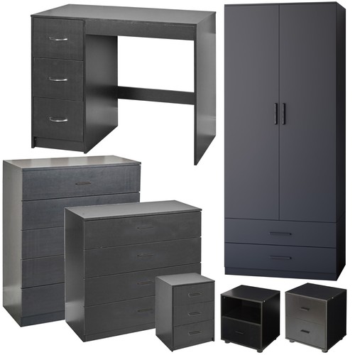 Black wooden bedroom - black,