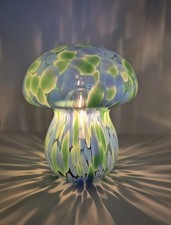 Glass Mushroom Table Lamp Blue