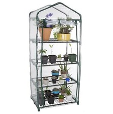 Walk In Greenhouse PVC Plastic Garden Grow Green House with 4 Shelves