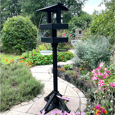 Wooden Bird Table 2 Tier Feeder Tables Feeding Station Heavy Duty Black 1.6m