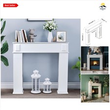 Wooden Fireplace Surround Storage Cabinet White 18x107x101cm Room Decor