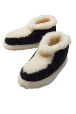 Women's Slipper Boots Green Tartan Blackwatch 100% Wool Flannel Non Slip Sole