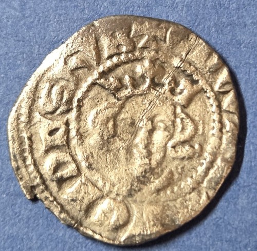 Silver hammered penny coin - a,