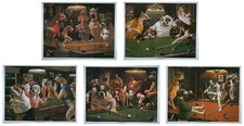 SET OF 5 x CLASSIC DOG SNOOKER / POOL PRINTS BY ARTHUR SARNOFF