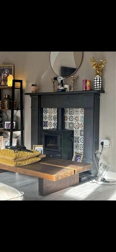 Antique fireplace with heavy - antique,