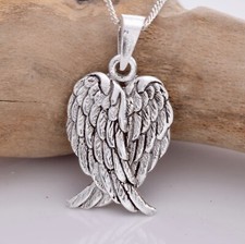 Folded Angel Wing Pendant Sterling Silver 925 Oxidised Finish