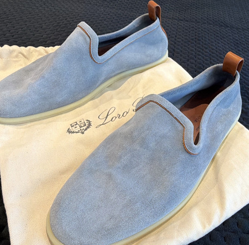 Loro piana light blue suede - loro,