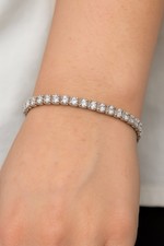 D Colour VVS1 Lab Diamond Tennis Bracelet 5.6Ct 3mm 18k White Gold 7" + Studs