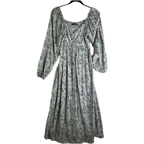 Blue paisley smocked peasant - blue,