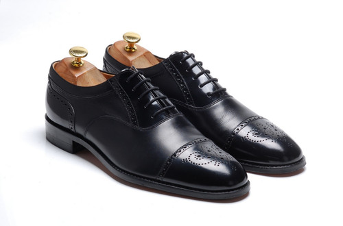 Loake black semi brogues shoes - loake, semi-brogues