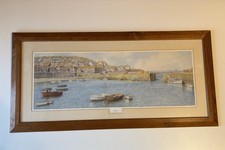Mousehole Landscape Framed Mounted Print Signed Robin Davidson Cornwall Painting
