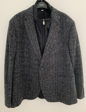 M&S Mens Wool Blend Jacket With Padded Insert Dark Grey Tweed Size 48 Reg New