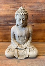 STONE GARDEN LARGE NATURAL BUDDHA STATUE HAND CAST GIFT ORIENTAL ORNAMENT