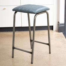 BAR STOOL FAUX LEATHER 66CM BLUE STOOL LAB STOOL BREAKFAST BAR STOOL