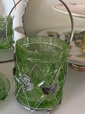 VINTAGE GREEN GLASS SILVER