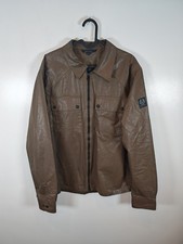 Belstaff Shawbury PU Coated Cotton Overshirt Jacket Mens Size XL Olive 