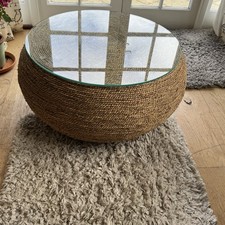 Stunning Sea Grass and Glass Coffee Table Modern Living Room