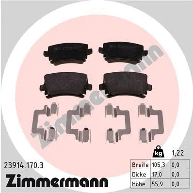 Rear brake pad set - pad, disc