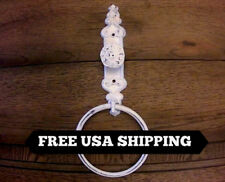 Shabby Chic, Wrought Iron Towel Ring, Doorknob Hand Towel Ring, Farmhouse, White