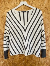 Mint Velvet grey white stripe v neck jumper new size 10