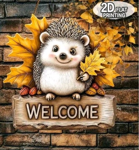 Rustic wooden hedgehog hanging - rustic,