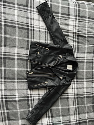 Girls black faux leather - faux,