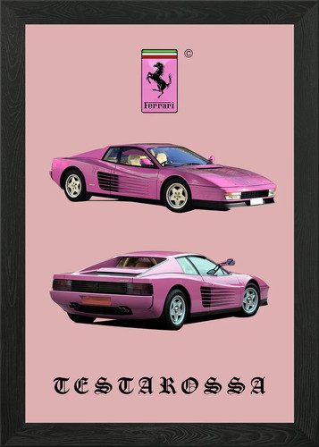 Pink ferrari testarossa framed - ferrari,