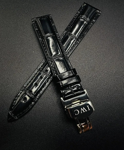 19mm black leather - leather, strap