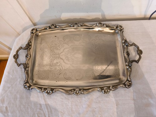 Large vintage tray silver - large,