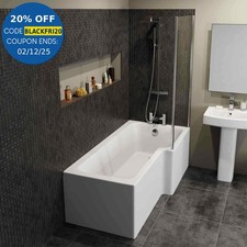 Modern L Shaped Shower Bath Only Right Hand Bathtub 1700mm Acrylic Bathroom Tub