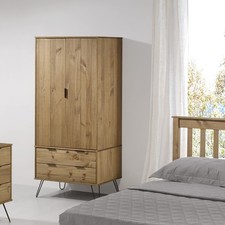 Augusta 2 Door 2 Drawer Wardrobe, Industrial Style, Antique Wax Finish