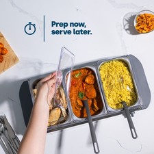 LIVIVO 3 Tray Electric Buffet Server 4.5L with Lids Hot Plate Food Warmer