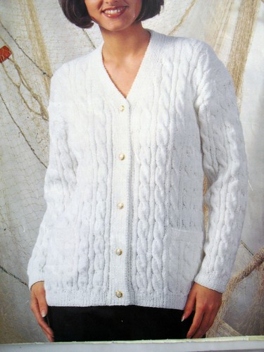 Ladies cable cardigan - #80, dk