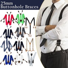 Mens Elasticated Heavy Duty Clip on Trouser Braces Adjustable Suspenders 25mm