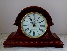 Mantle Clock Quartz Westminster Chime Mahogany Wood Battery Operated Tested