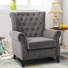High Wing Back Armchair Velvet