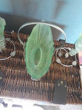 VICTORIAN  ART NOUVEAÙ JOHN  WALSH GREEN OPALESCENT VASELINE  TRIO  OF VASES