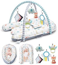 Baby Play Mat, 7-in-1 Tummy Time Activity Gym Mat, Washable Baby Lounger Nest...