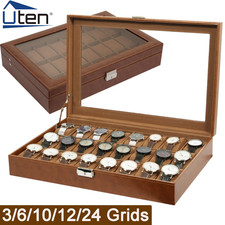 3-24 Grids Brown Leather Watch